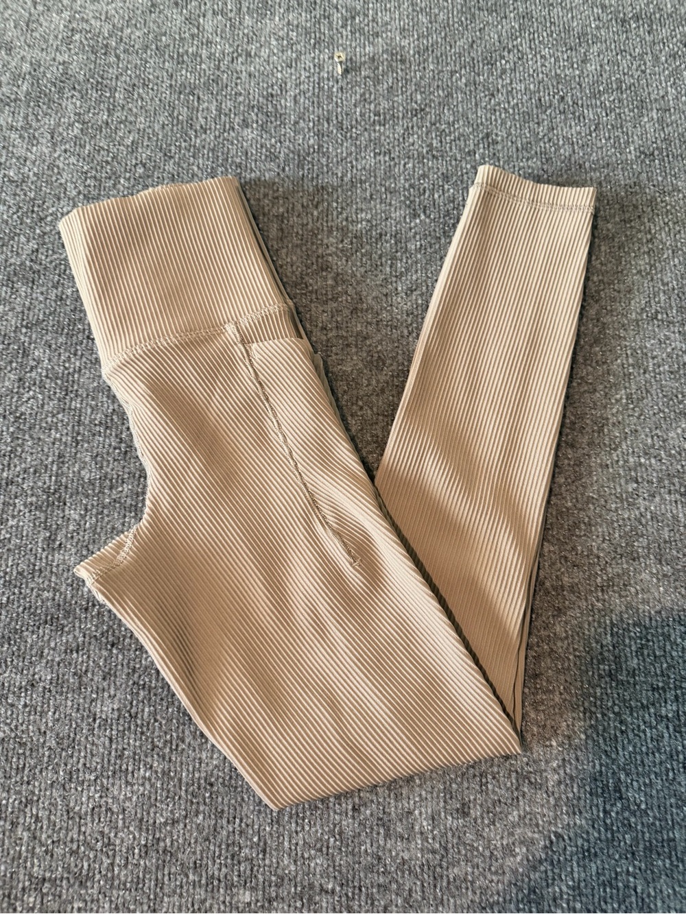 Athleta Ribbed Leggings in Beige Tan
